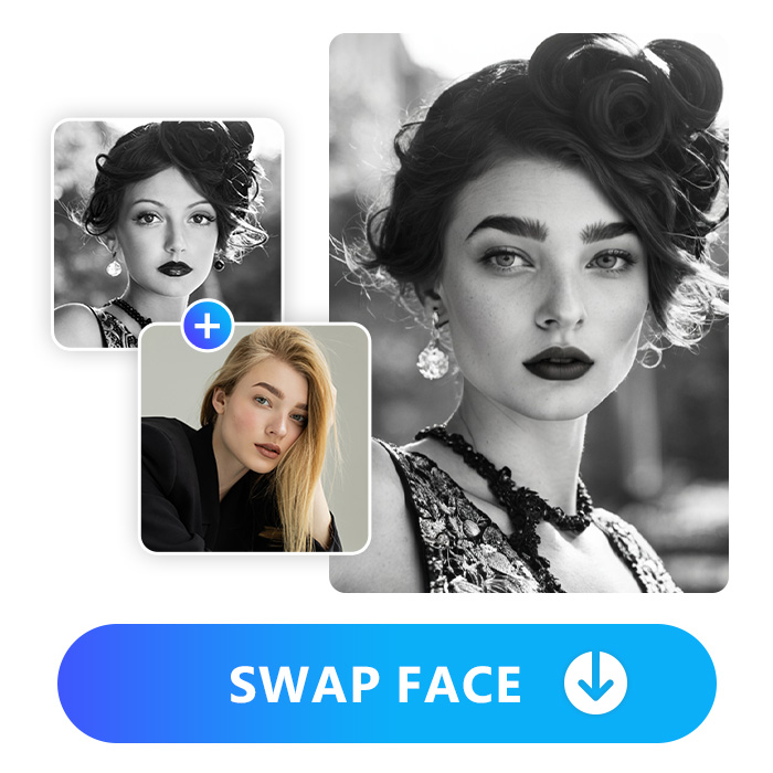 use deepfake to face swap B&W photos